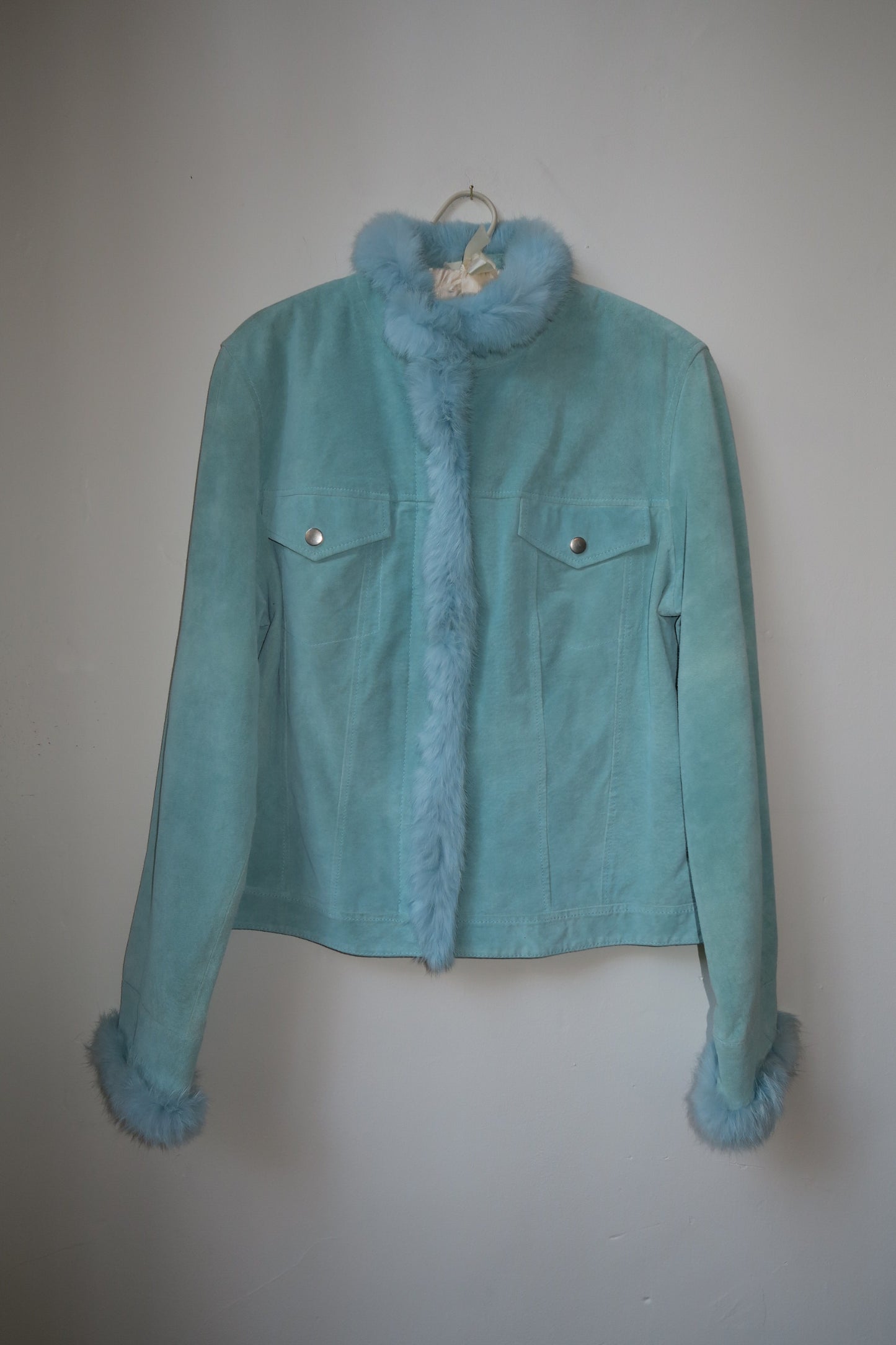 Yvonne la Marie Baby Blue Leather Jacket
