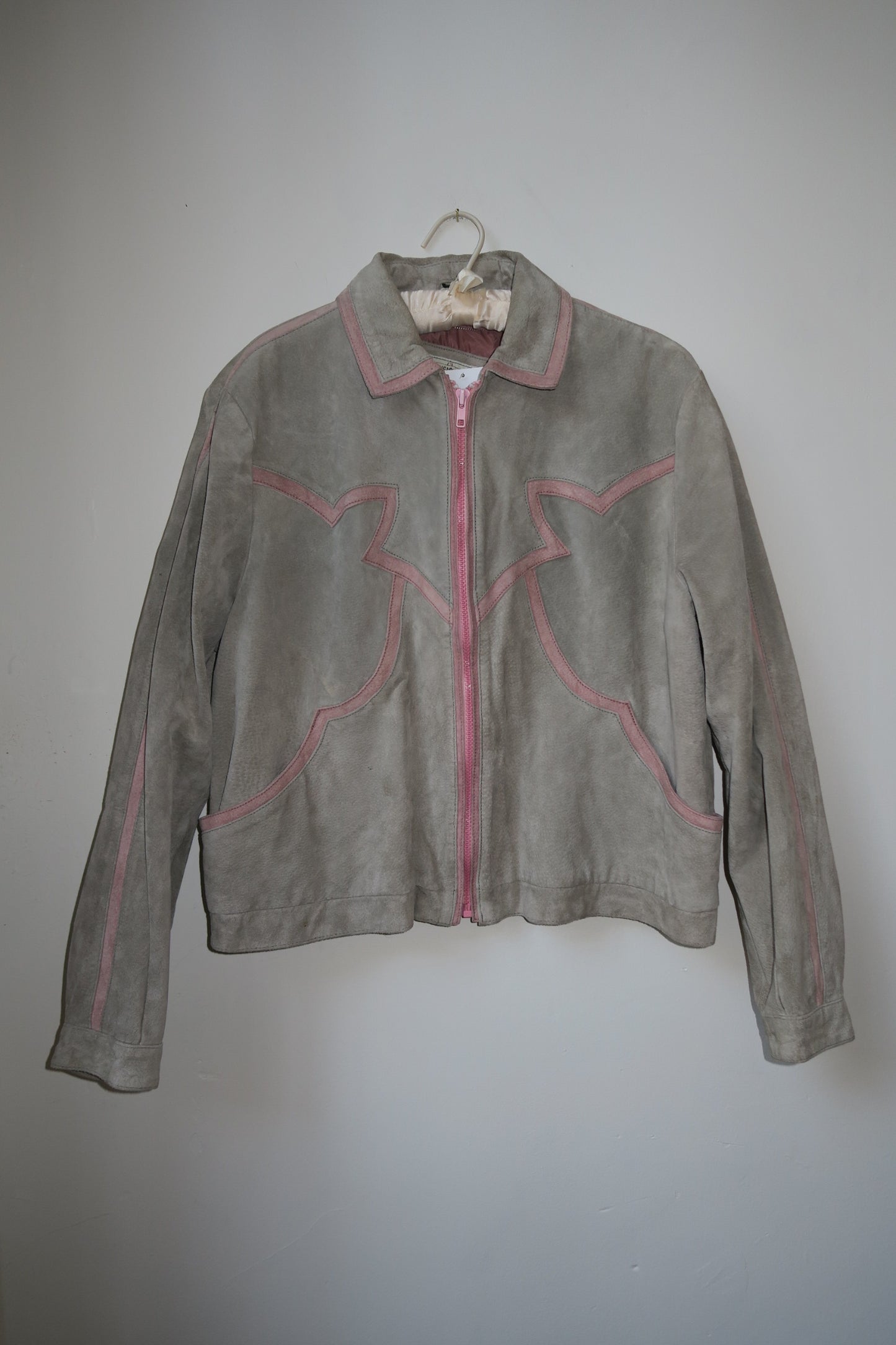 Ranchwear Grey and baby Pink Leather Jacket