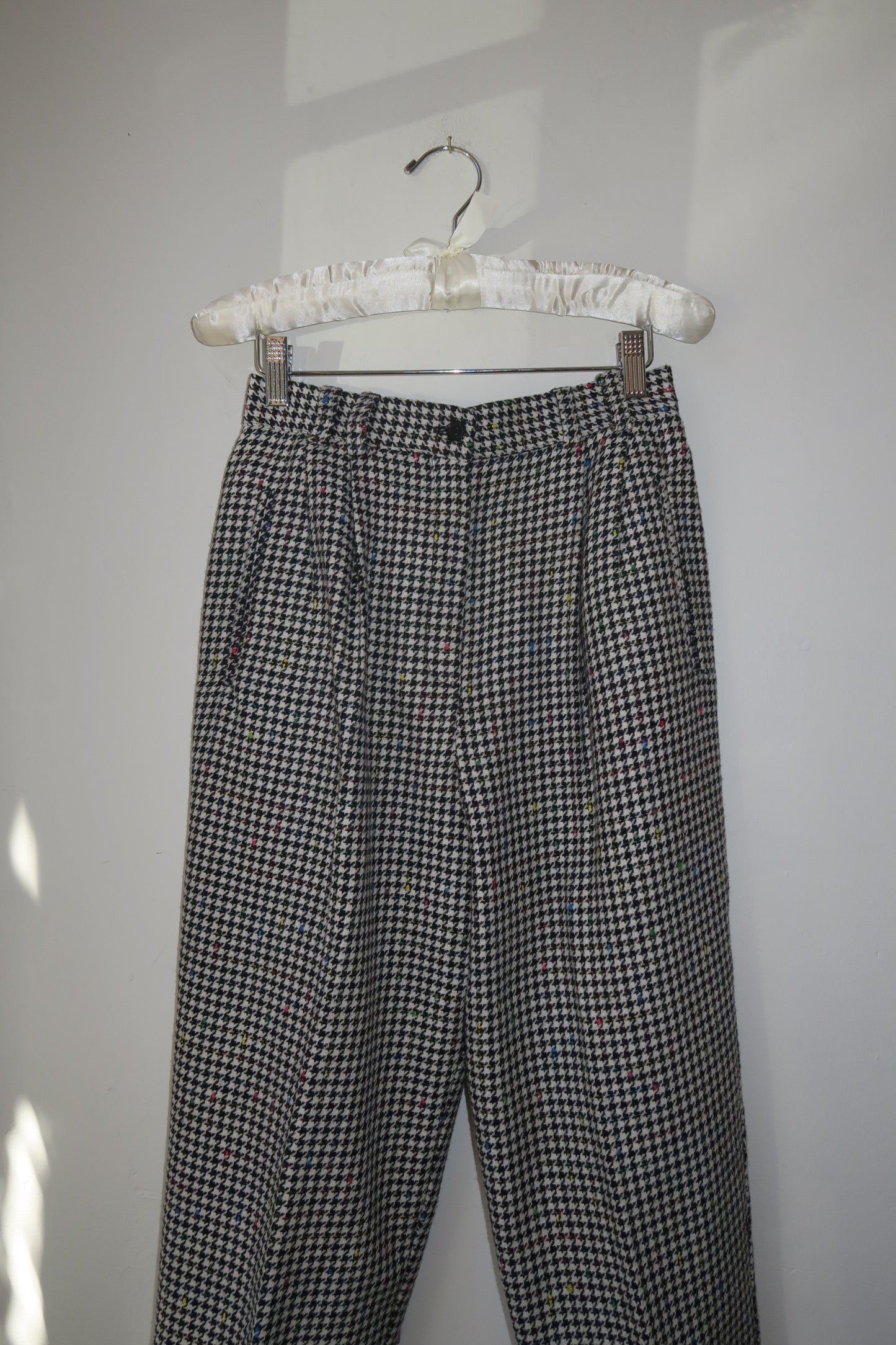 Colorful Houndstooth Wool Trouser