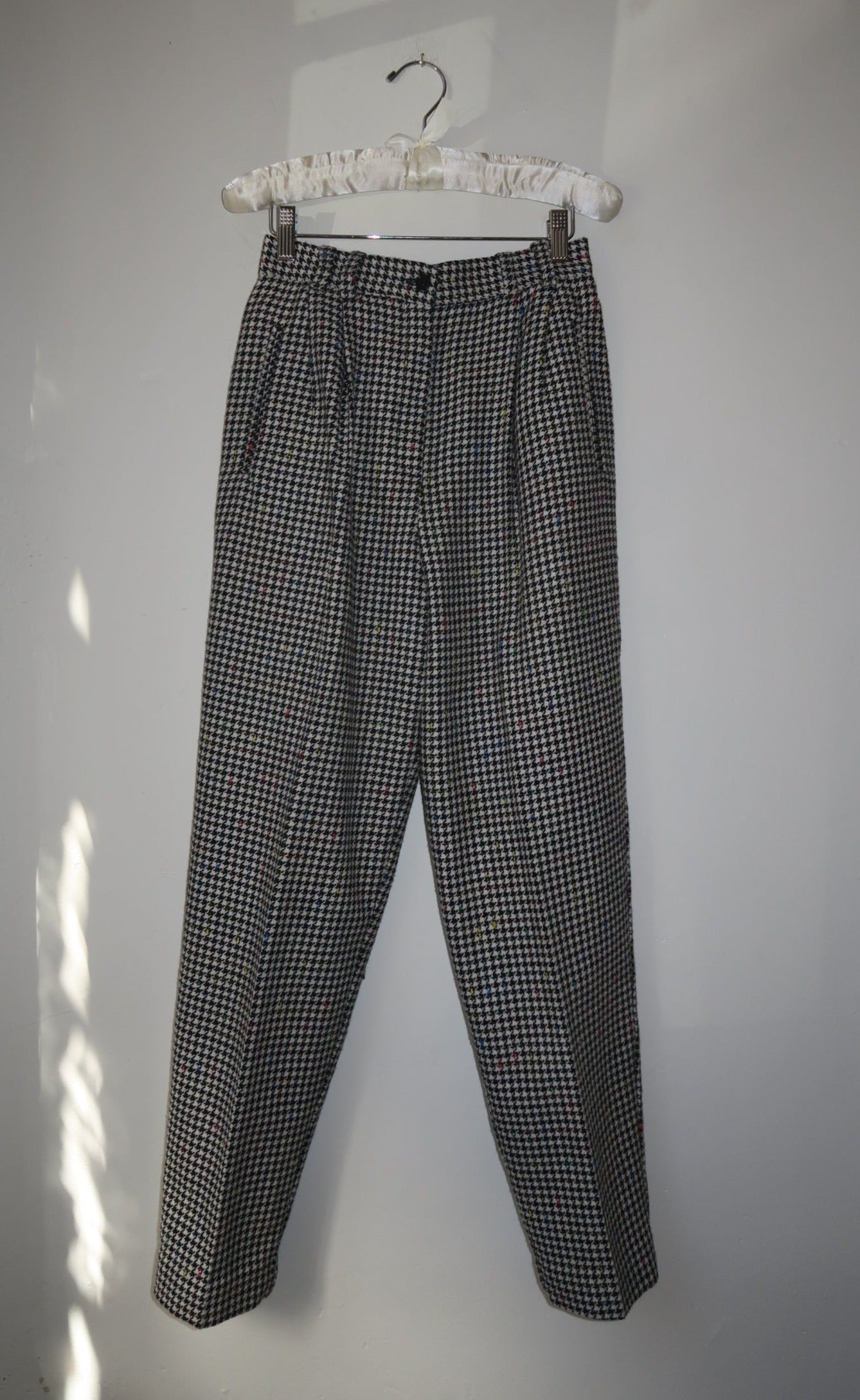 Colorful Houndstooth Wool Trouser