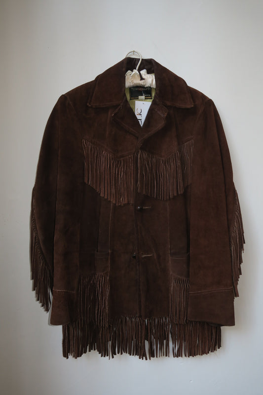Chocolate Brown Fringe Leather Coat