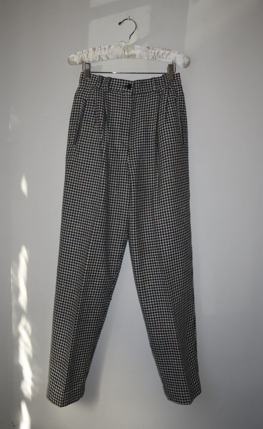 Colorful Houndstooth Wool Trouser